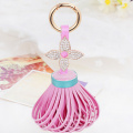 Fashion Rhinestone Crystal flower Keychains Tassel Bag Accessories Charm